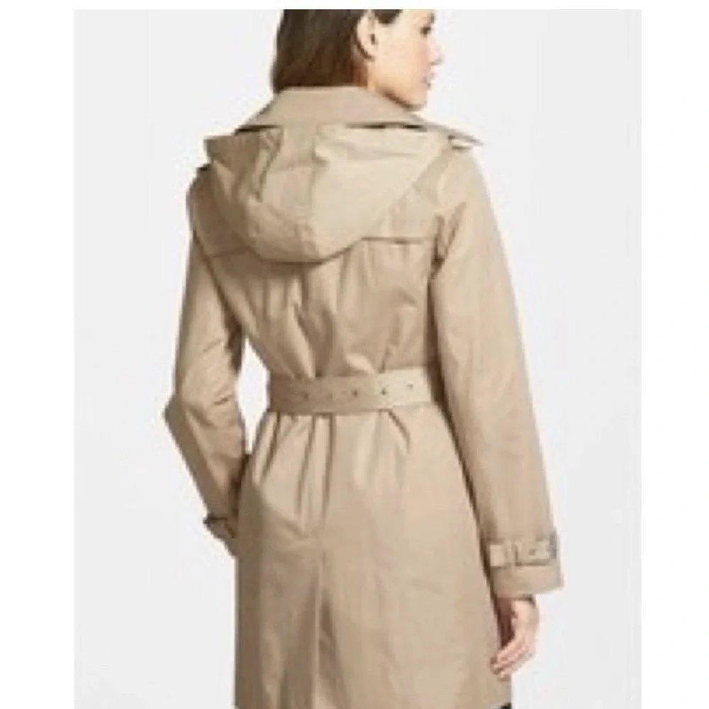 Michael Kors Women's Khaki Long Sleeve Cotton Blend Belted Trench Coat‎ Size L